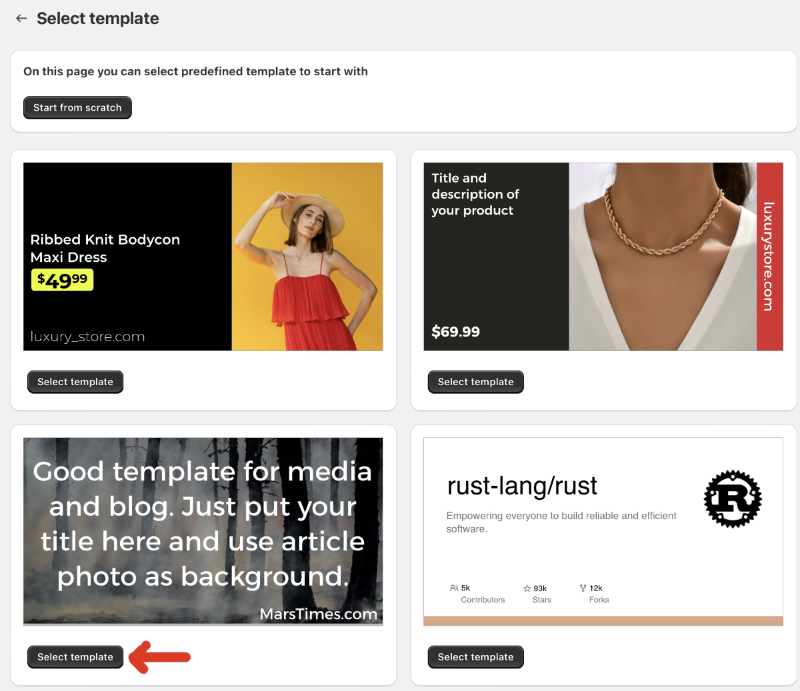 create dynamic opengraph image page - select template
