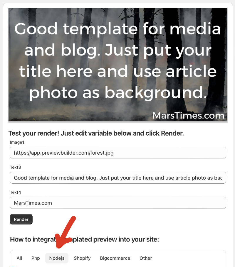 create dynamic opengraph image page - template editor