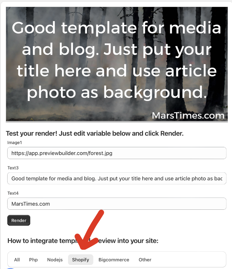 create dynamic opengraph image page - template editor