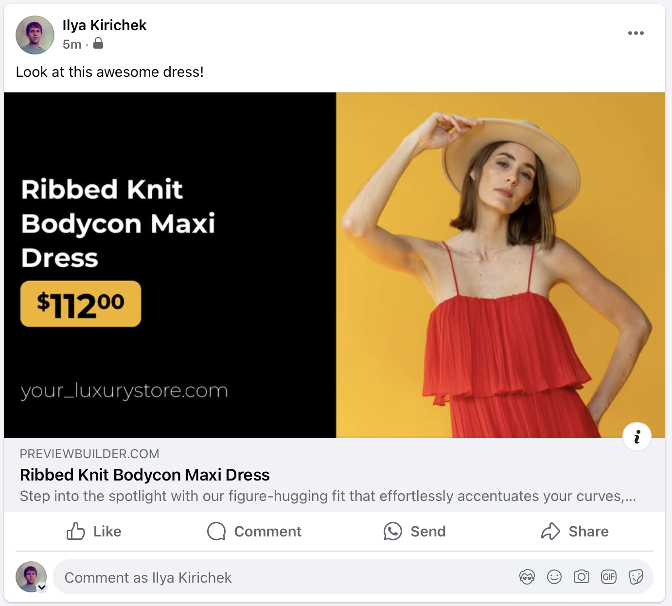 Store product link preview with rich opengraph og:image tags